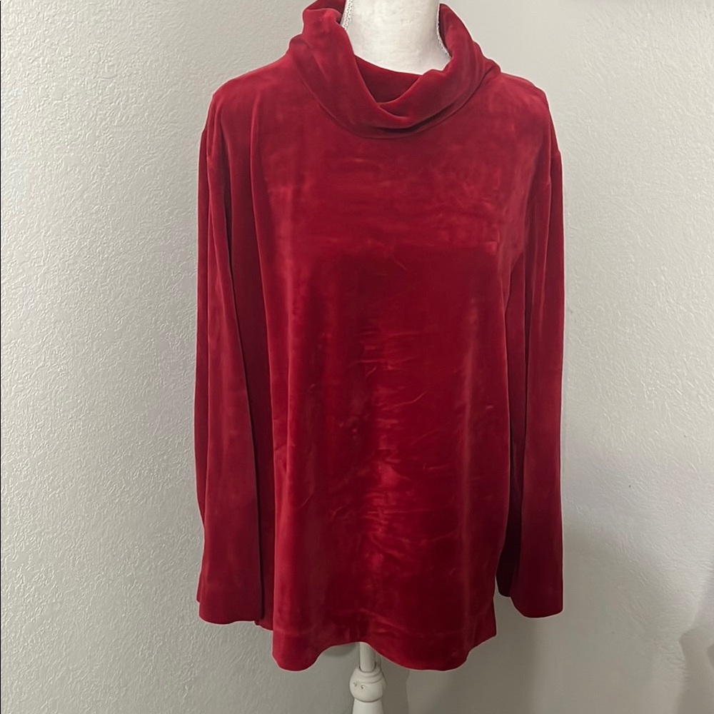 Deep Red Cowl Neck Sweater with Soft Plush Texture